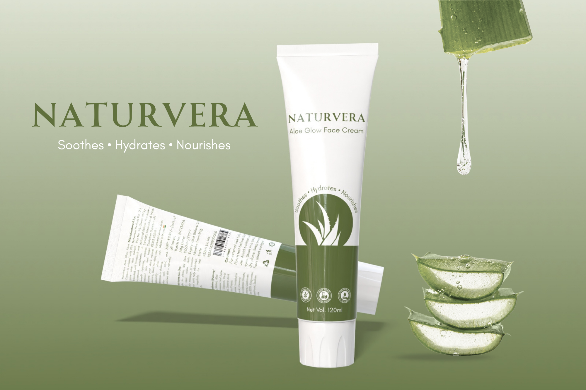 Aloe Vera Face Cream Tube Label Design (120ml) – Packaging Design for Skincare Products